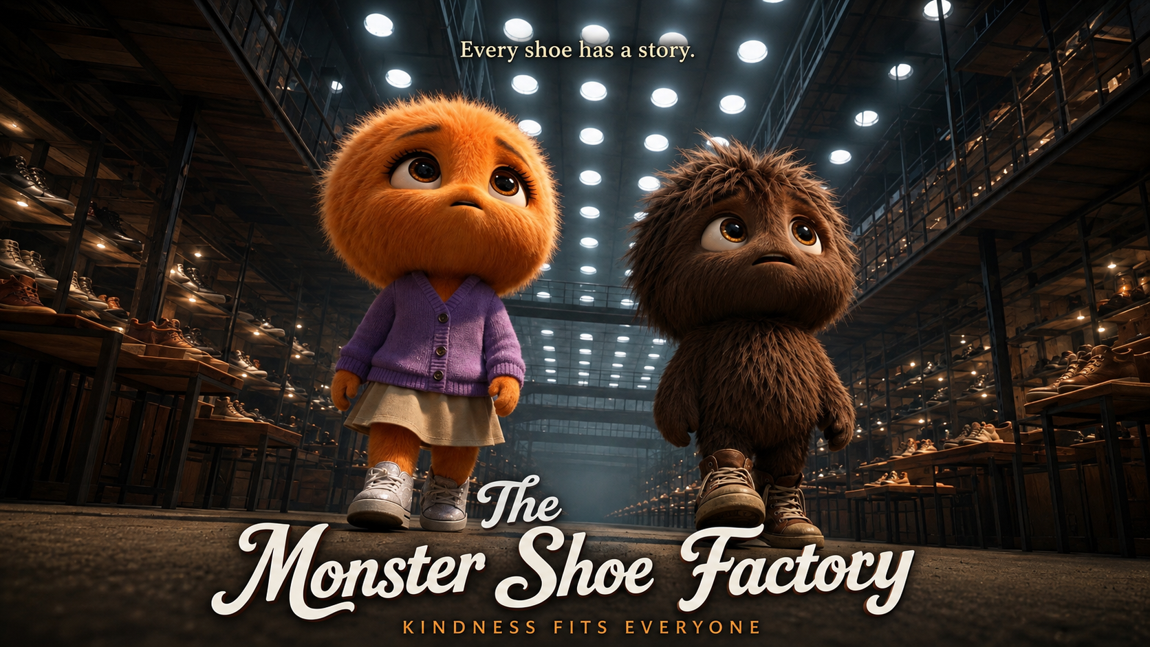 The Monster Shoe Factory film cover with two furry characters